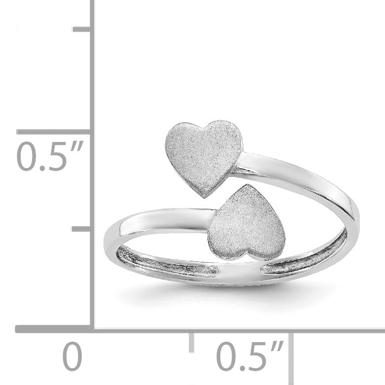 14k White Gold Double Heart Toe Ring D1886