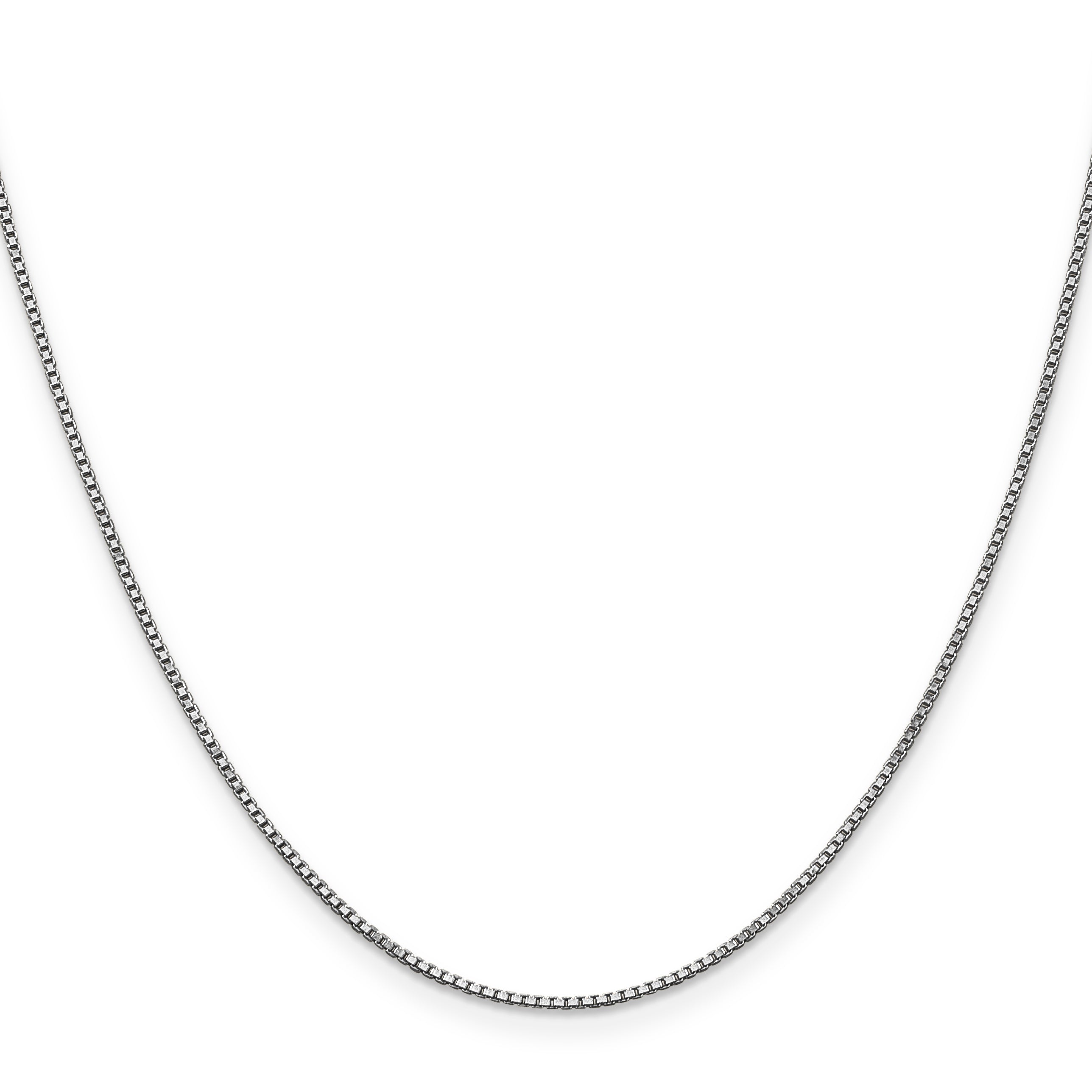 14K White Gold 14 inch 1mm Box with Lobster Clasp Chain WLB100