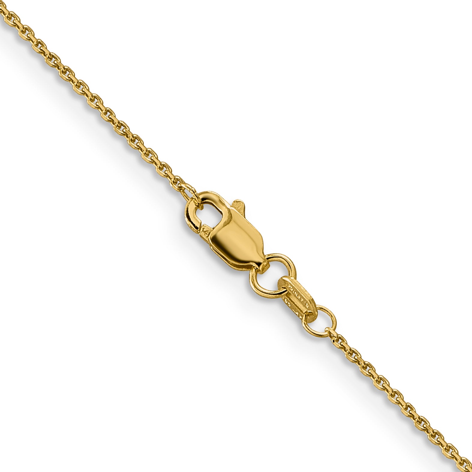14K 26 inch .9mm Diamond-cut Round Open Link Cable with Lobster Clasp Chain PEN326