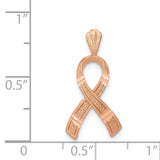 14k Rose Gold Diamond-cut Awareness Ribbon Pendant C903