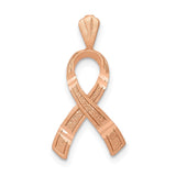 14k Rose Gold Diamond-cut Awareness Ribbon Pendant C903