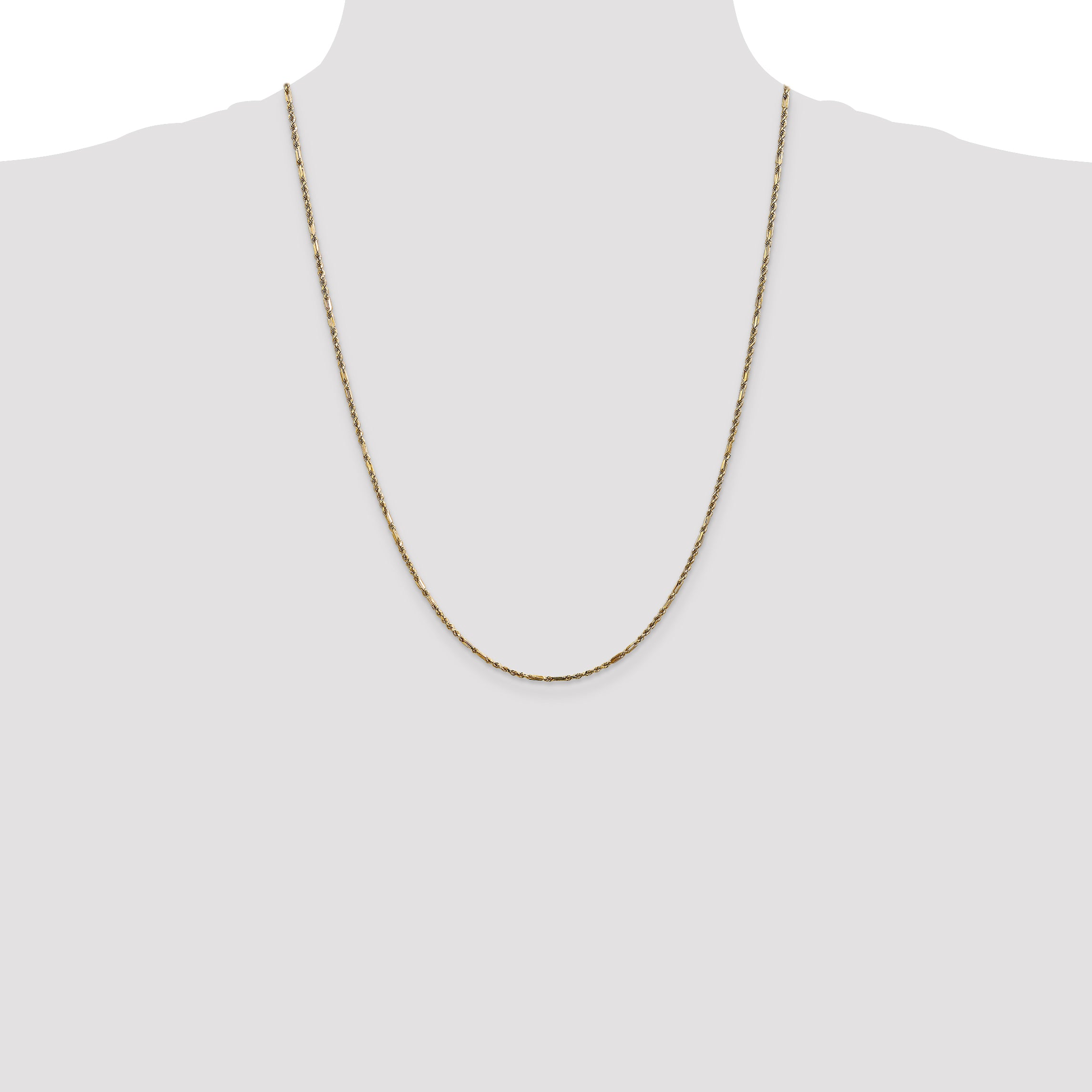 14K 10 inch  1.8mm Diamond-cut Milano Rope with Lobster Clasp Anklet MIL030