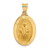 14k Polished and Satin Hollow St Jude Thaddeus Medal Oval Pendant XR1351