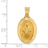 14k Polished and Satin Hollow St Jude Thaddeus Medal Oval Pendant XR1351
