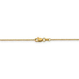 14K 26 inch .9mm Diamond-cut Round Open Link Cable with Lobster Clasp Chain PEN326