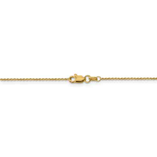 14K 26 inch .9mm Diamond-cut Round Open Link Cable with Lobster Clasp Chain PEN326