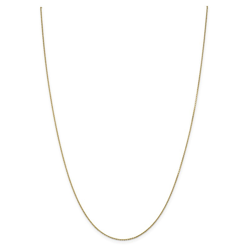 14K 26 inch .9mm Diamond-cut Round Open Link Cable with Lobster Clasp Chain PEN326