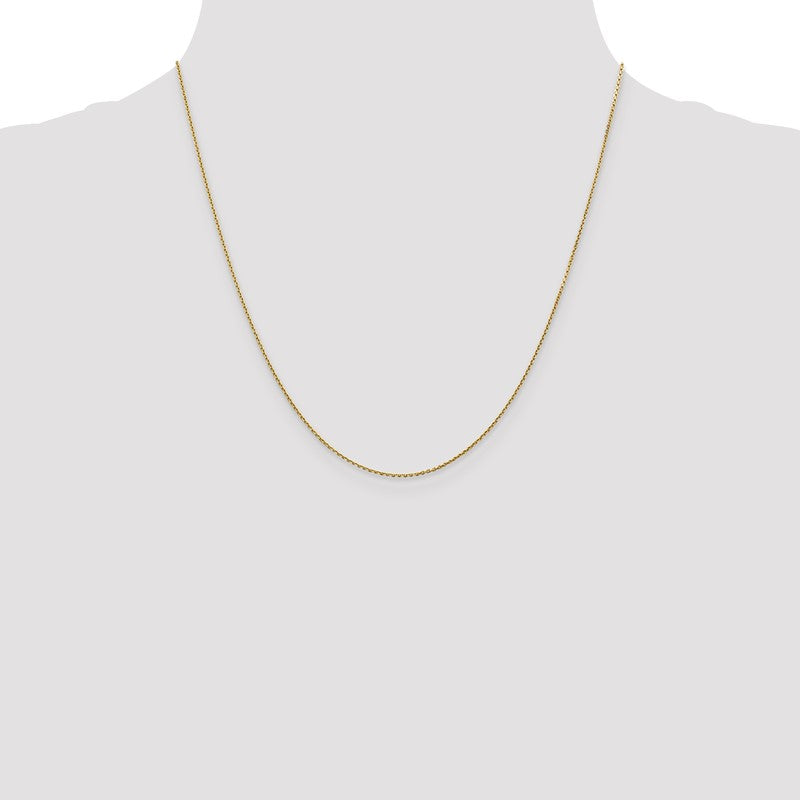 14K 26 inch .9mm Diamond-cut Round Open Link Cable with Lobster Clasp Chain PEN326