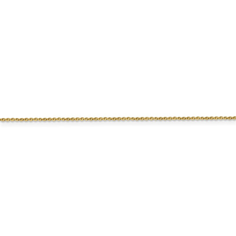 14K 26 inch .9mm Diamond-cut Round Open Link Cable with Lobster Clasp Chain PEN326