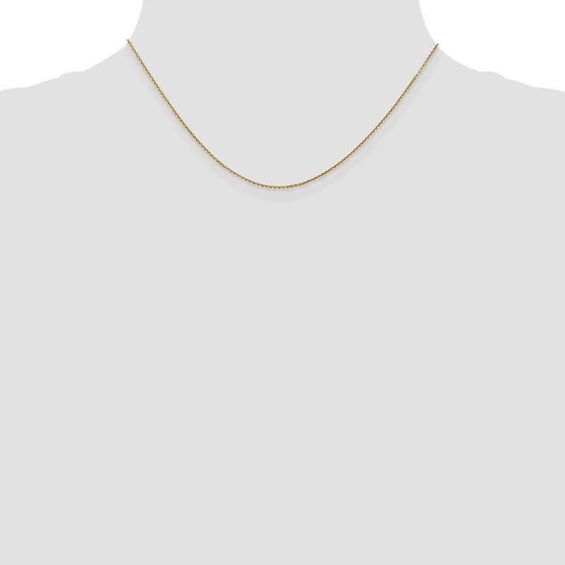 14K 26 inch .9mm Diamond-cut Round Open Link Cable with Lobster Clasp Chain PEN326