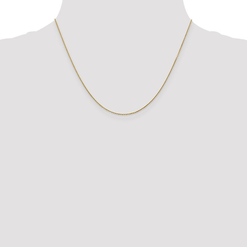 14K 26 inch .9mm Diamond-cut Round Open Link Cable with Lobster Clasp Chain PEN326