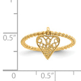 14k Dangle Filigree Heart Ring R91