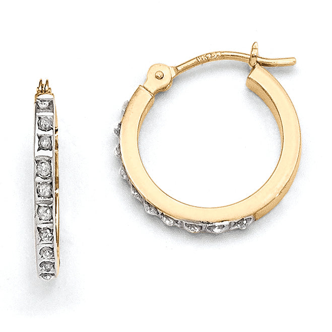 14k Diamond Fascination Diamond Dust/Accent 1x15mm Round Hoop Earrings DF172