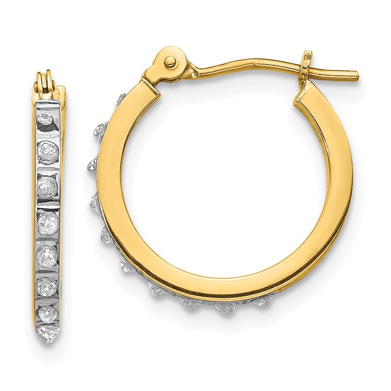 14k Diamond Fascination Diamond Dust/Accent 1x15mm Round Hoop Earrings DF172