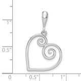14K White Gold Swirl Heart Pendant YC1215