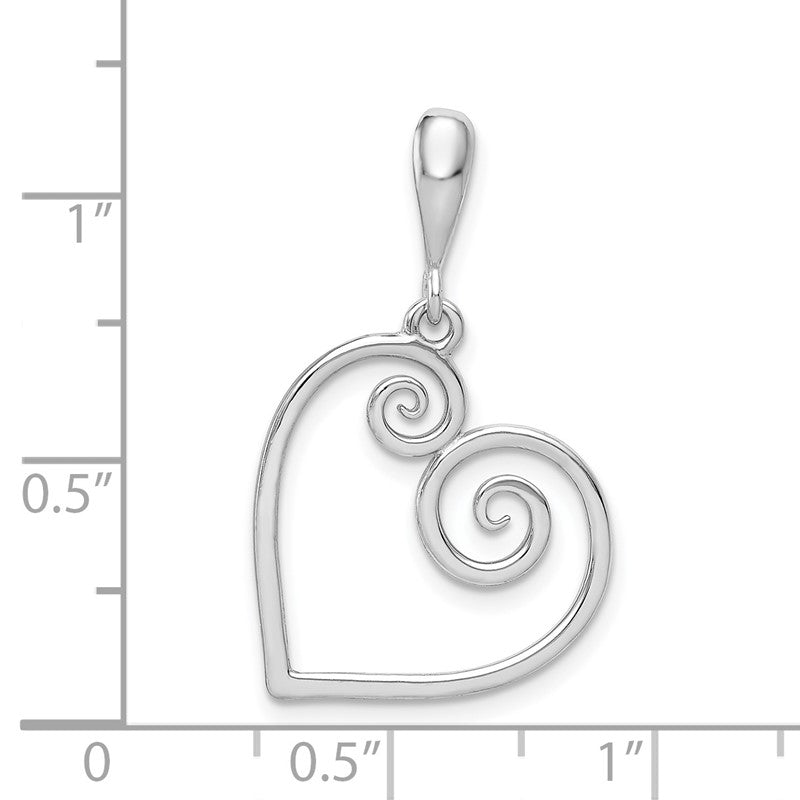 14K White Gold Swirl Heart Pendant YC1215
