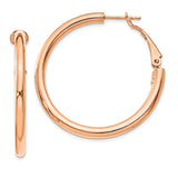14k Rose Gold 3x36mm Polished Round Omega Back Tube Hoop Earrings PRE223R