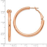 14k Rose Gold 3x36mm Polished Round Omega Back Tube Hoop Earrings PRE223R