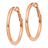 14k Rose Gold 3x36mm Polished Round Omega Back Tube Hoop Earrings PRE223R