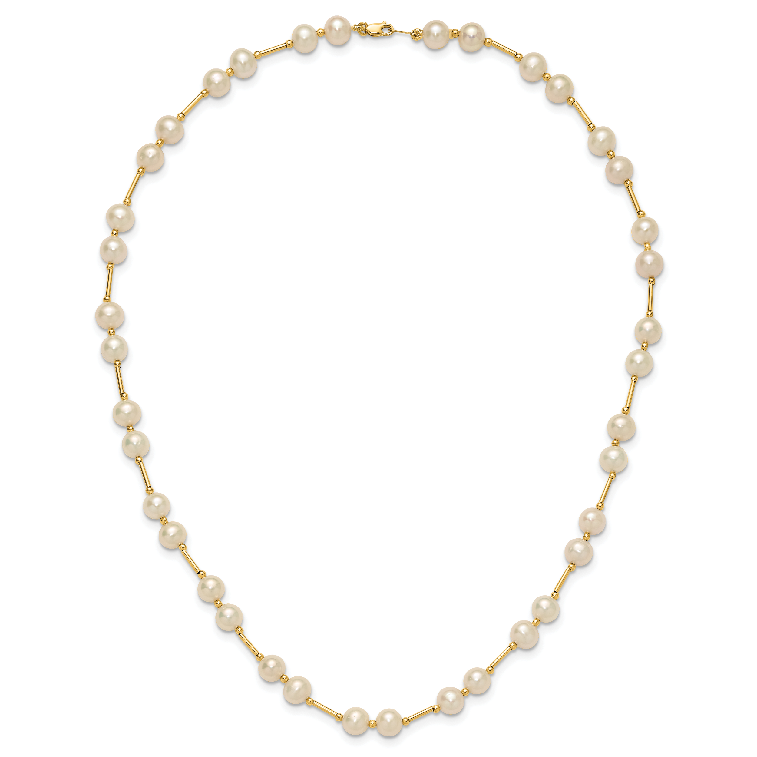 14k 6-7mm White Near-Round Freshwater Cultured Pearl Beaded 18 inch Necklace XF557