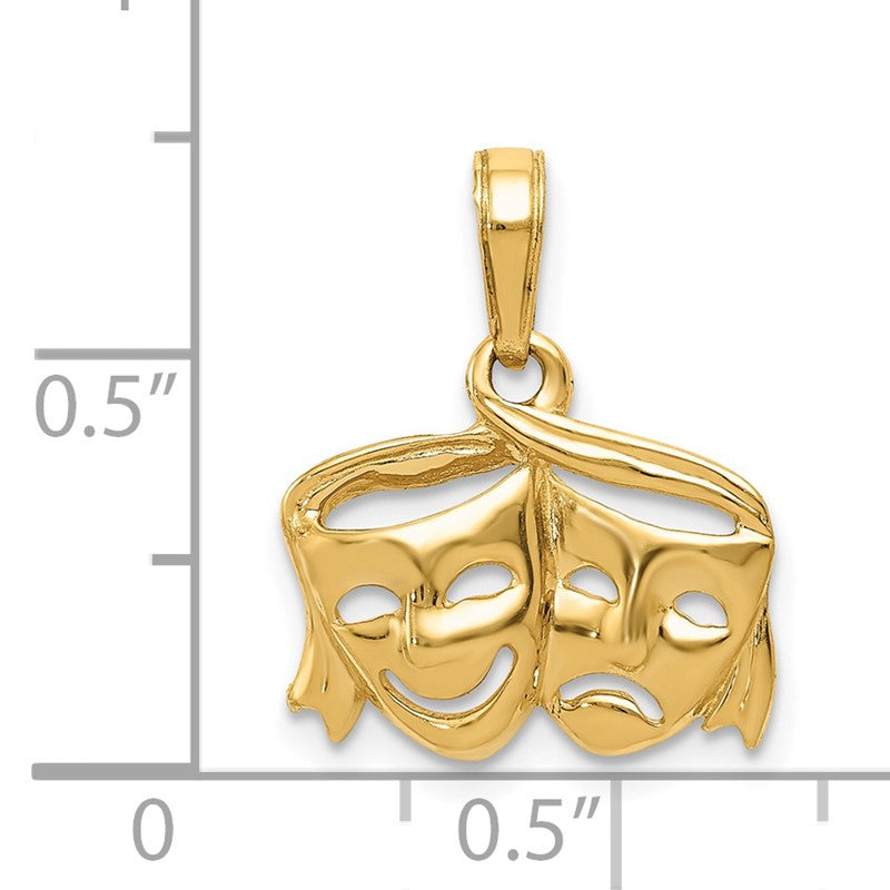 14k Polished Open-Backed Comedy/Tragedy Pendant K4945
