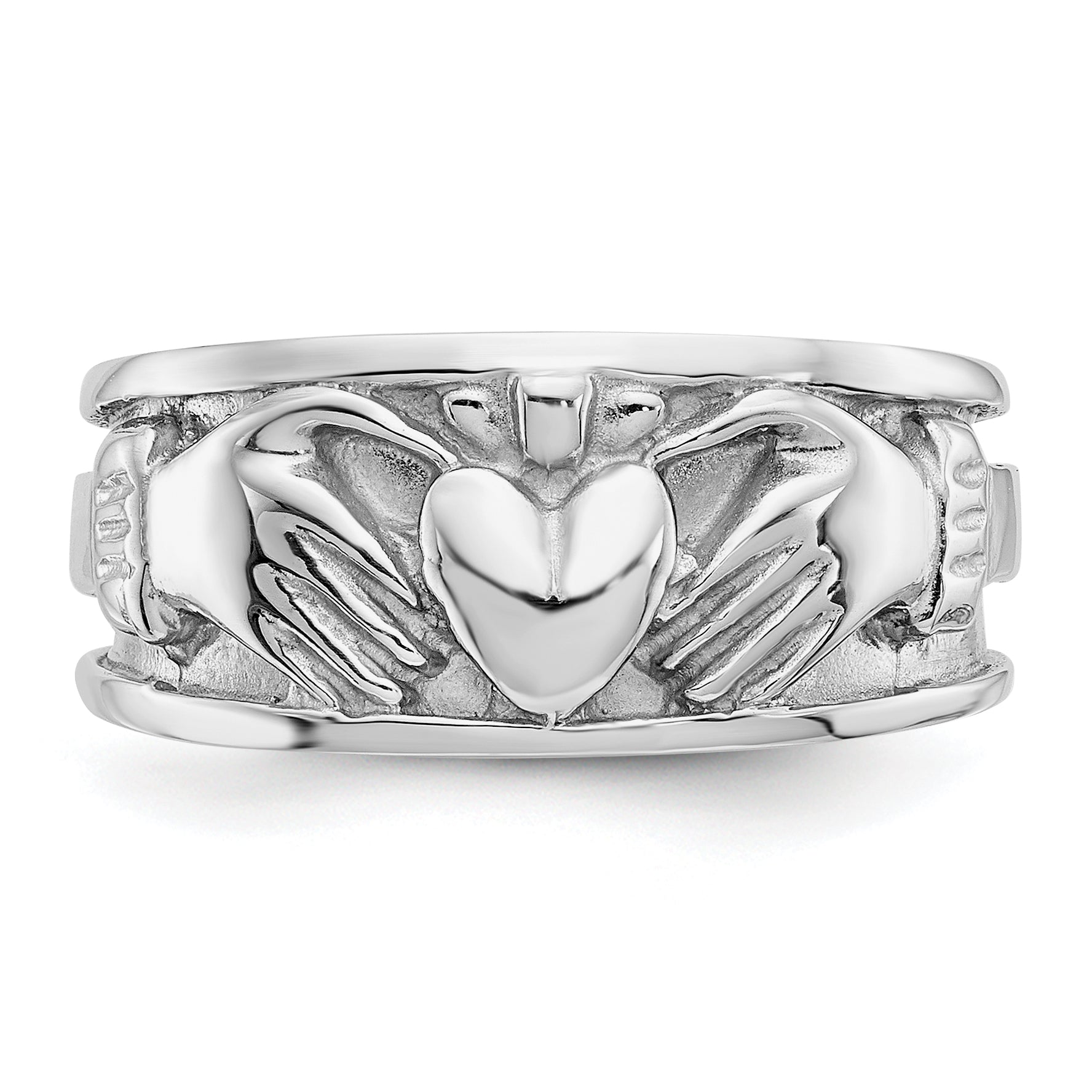 14k White Gold Claddagh Band K565