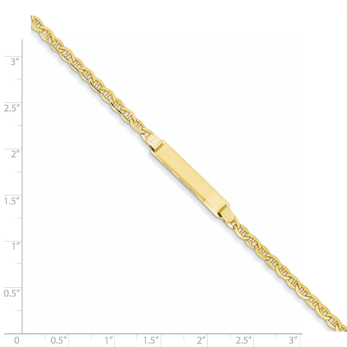 14k Polished Semi-Solid Chain/Solid Plate Anchor Link 25.5x5mm Plate 7 inch ID Bracelet DCID105