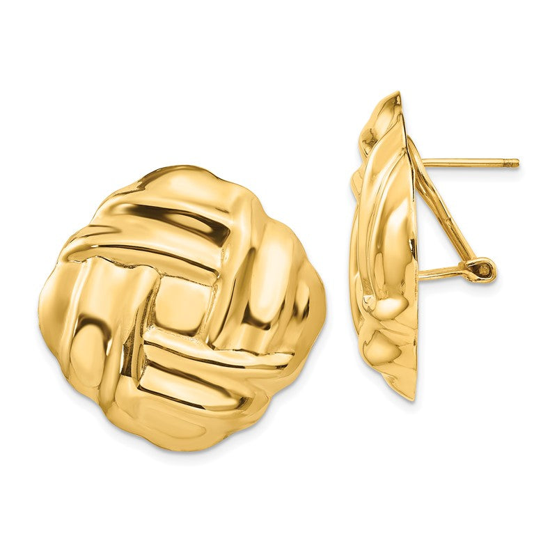 14k 27mm Polished Woven Omega Back Post Earrings E397