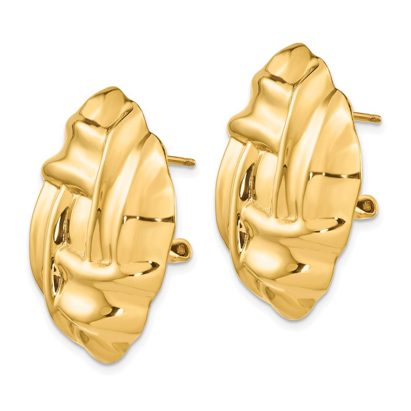14k 27mm Polished Woven Omega Back Post Earrings E397