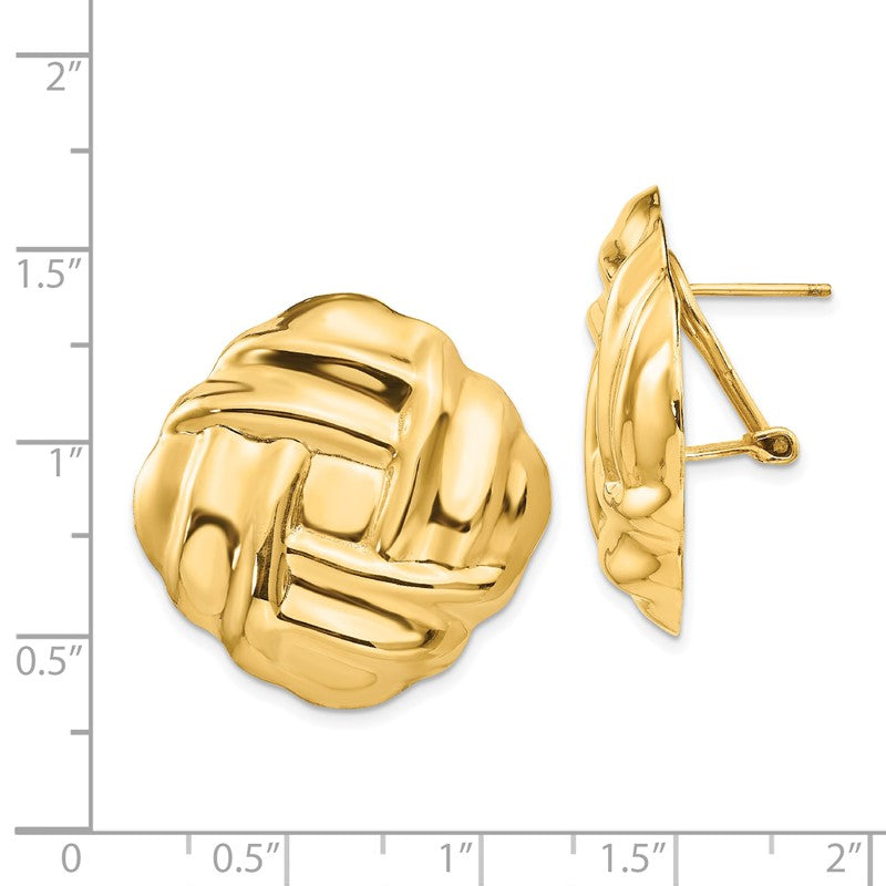 14k 27mm Polished Woven Omega Back Post Earrings E397