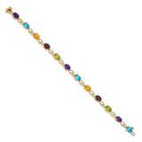 14k Complete Oval Amethyst and Diamond Fancy Link 7 inch Bracelet BM4496