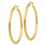 14K 2.5x45mm Polished Lightweight Tube Hoop Earrings T926L