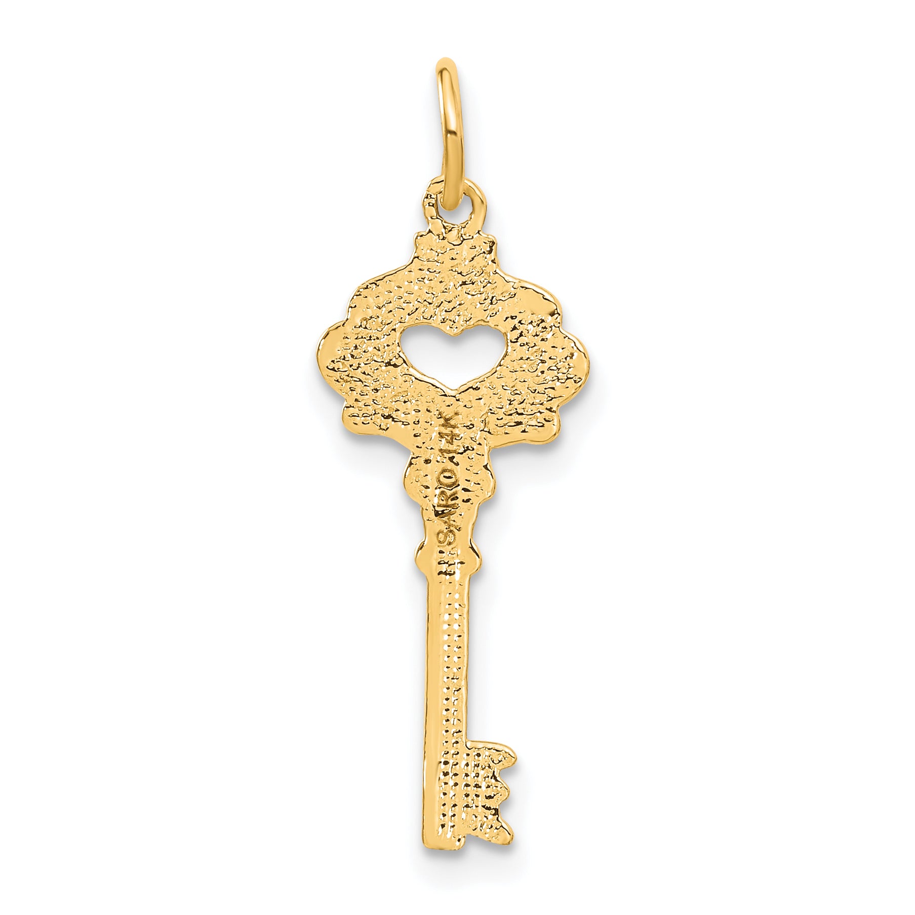 14K Polished Fancy Edge Heart Key Charm C1028