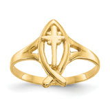 14k Ichthus with Cross Ring K3947