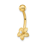 14k 14 Gauge CZ Flower Belly Ring BD142