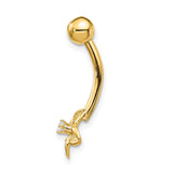14k 14 Gauge CZ Flower Belly Ring BD142