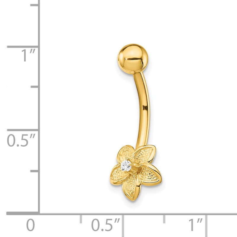 14k 14 Gauge CZ Flower Belly Ring BD142