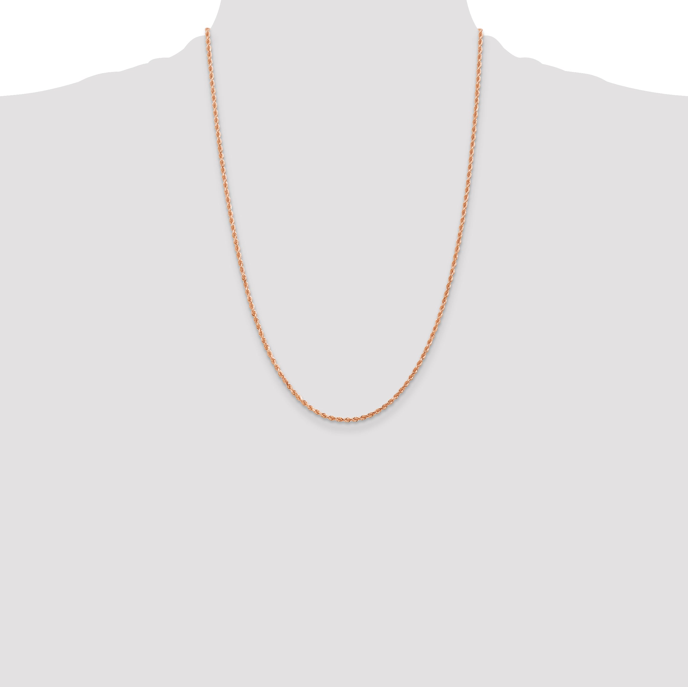 14K Rose Gold 10 inch 2mm Diamond-cut Rope with Lobster Clasp Anklet 016R