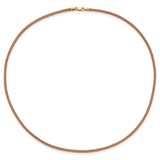 14k Yellow Clasp 2mm 16 inch Natural Leather Cord Necklace XG263