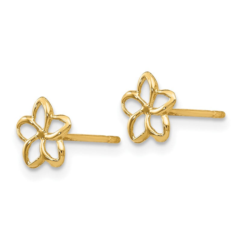 14k Cut-out Plumeria Post Earrings TM734