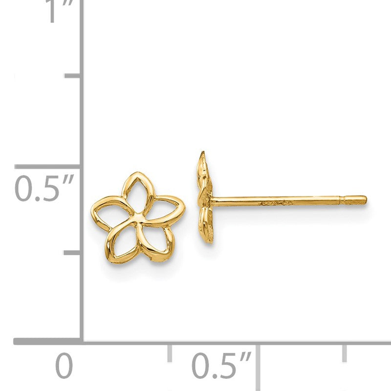 14k Cut-out Plumeria Post Earrings TM734