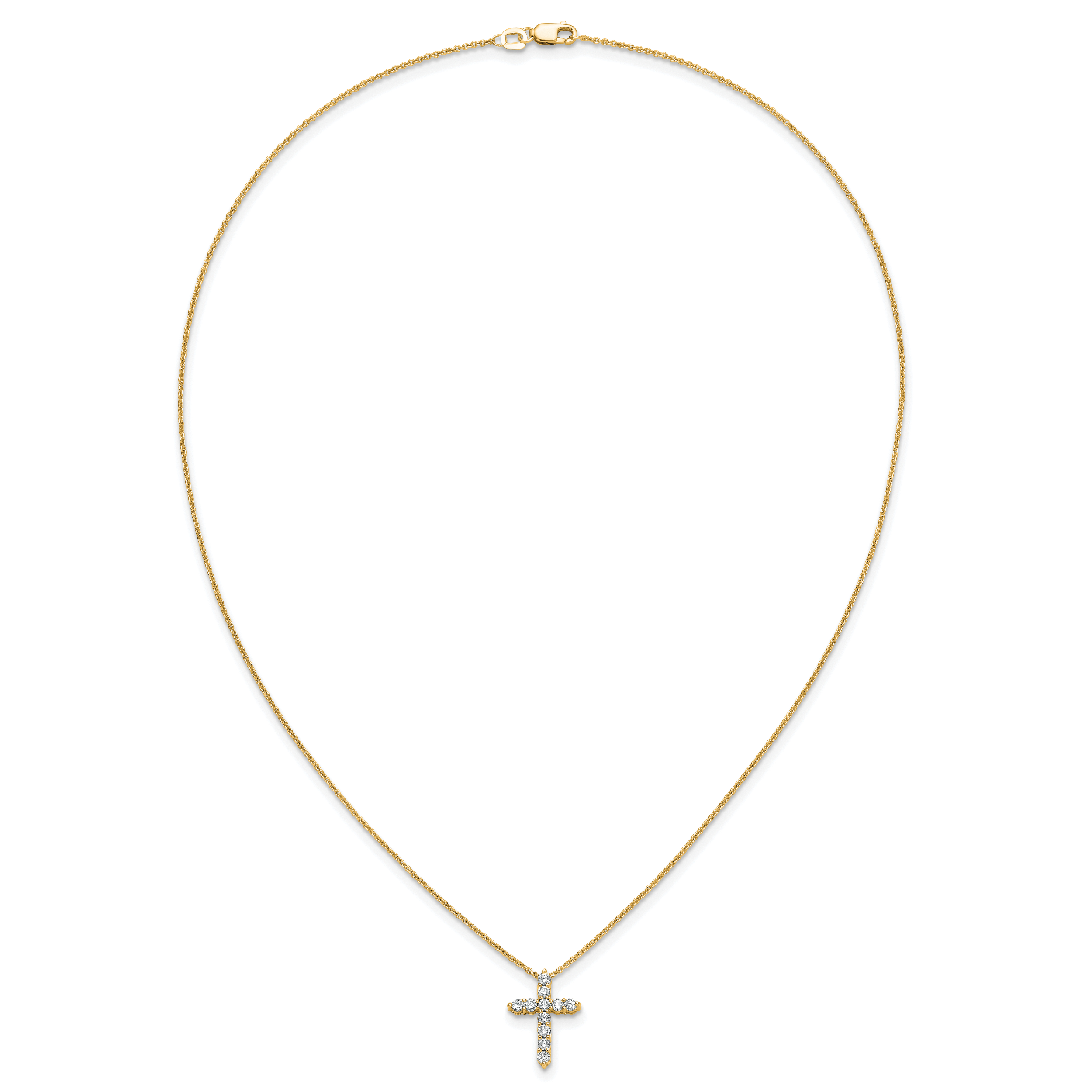 14k White Gold 1/4 carat Diamond Cross Pendant 18 inch Necklace PM1000