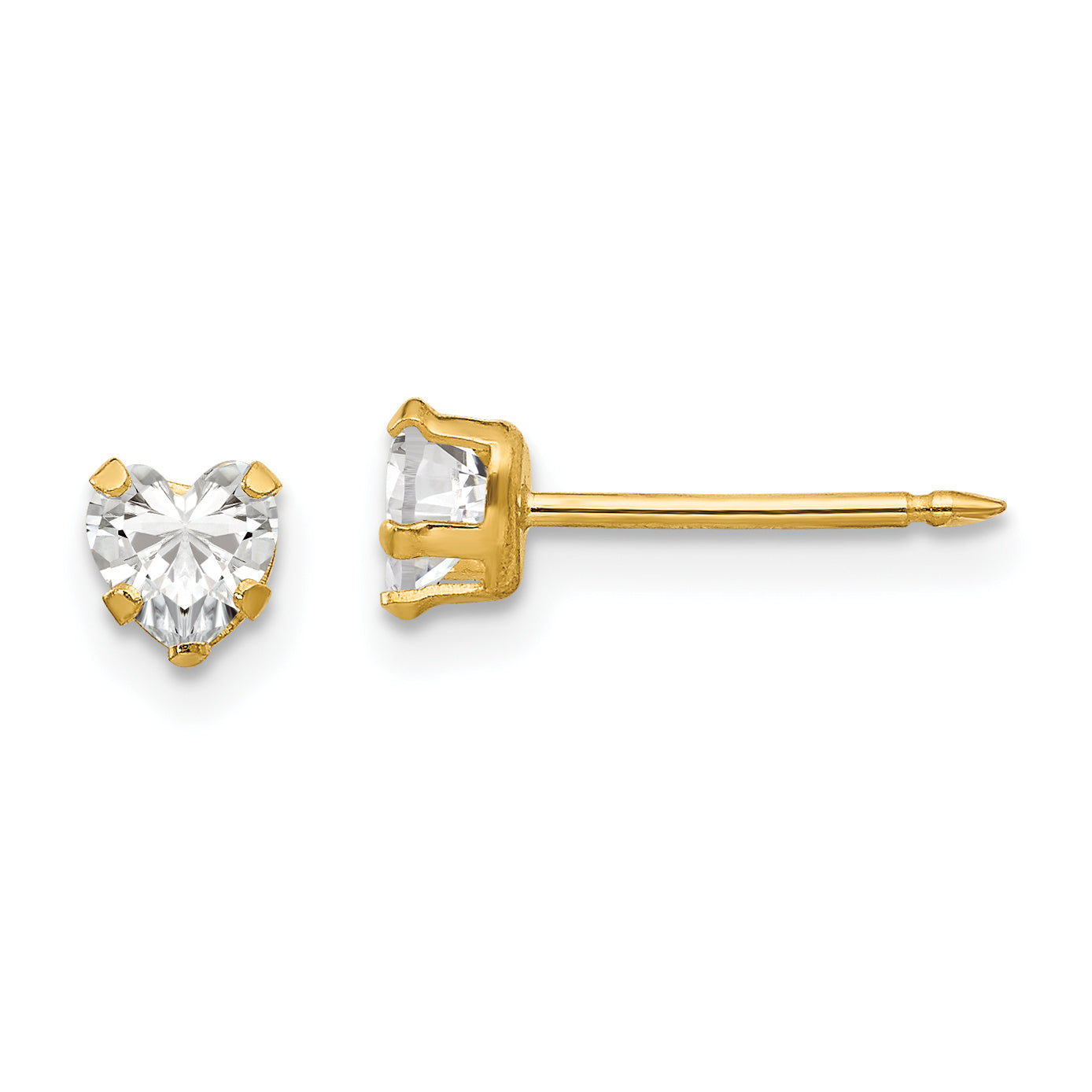 Inverness 14k 4mm Clear Heart CZ Post Piercing Earrings 472E