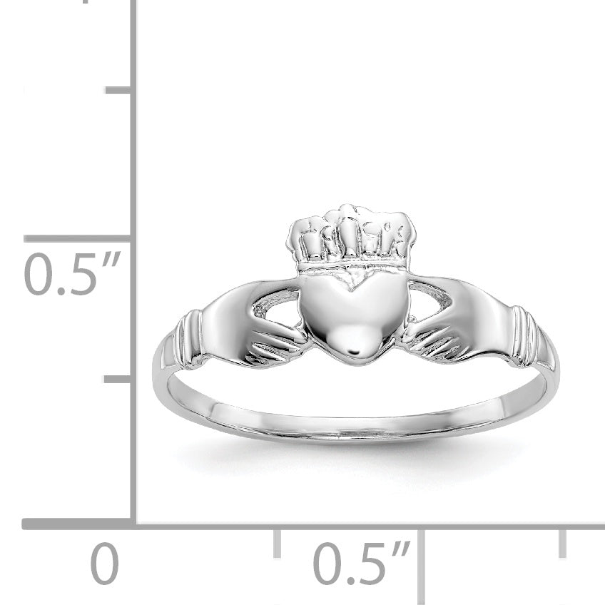 14k White Gold Ladies Claddagh Ring D3106