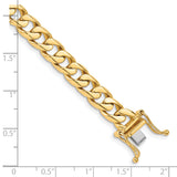 14K 20 inch 7.5mm Hand Polished Flat Beveled Curb Link with Box Catch Clasp Chain LK132