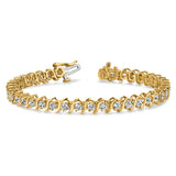 14k Complete 3.08 carat Round A Diamond 2-prong S-link 7 inch Tennis Bracelet X704A