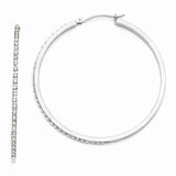 14k White Gold Diamond Fascination Diamond Dust/Accent 2x49mm Round Hoop Earrings DF114