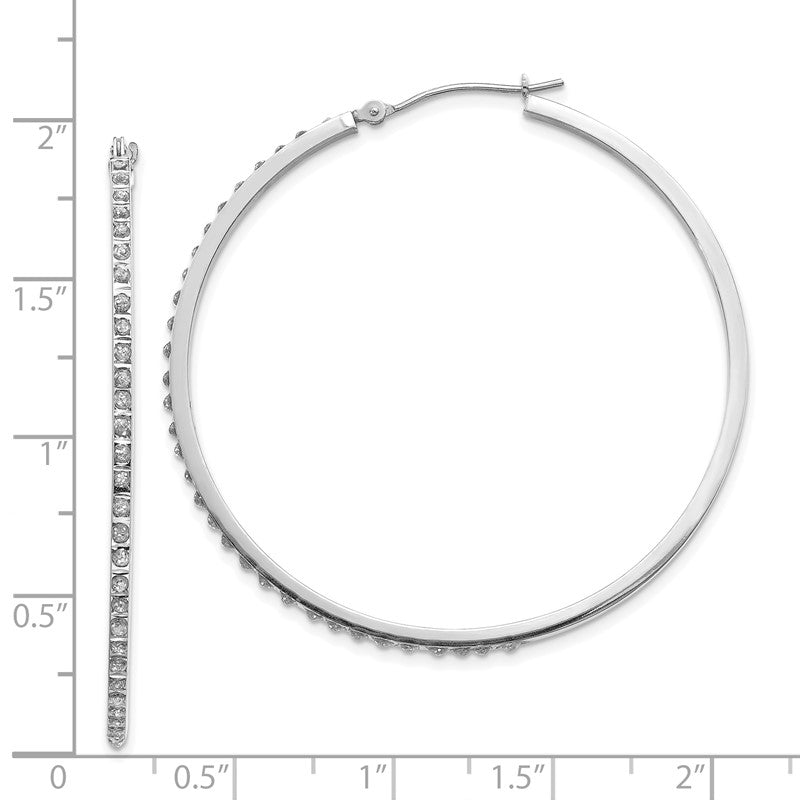 14k White Gold Diamond Fascination Diamond Dust/Accent 2x49mm Round Hoop Earrings DF114
