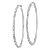 14k White Gold Diamond Fascination Diamond Dust/Accent 2x49mm Round Hoop Earrings DF114