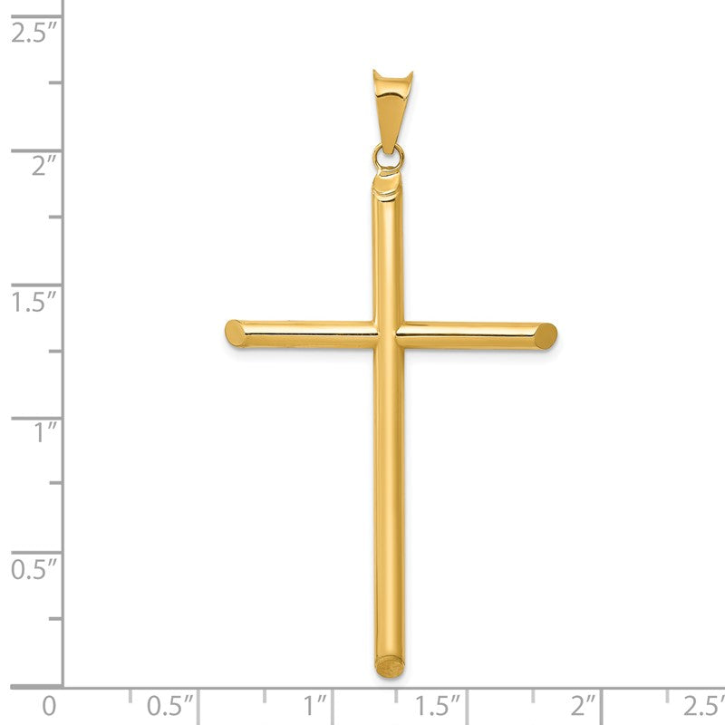 14k 3-D Polished Hollow Cross Pendant K3609